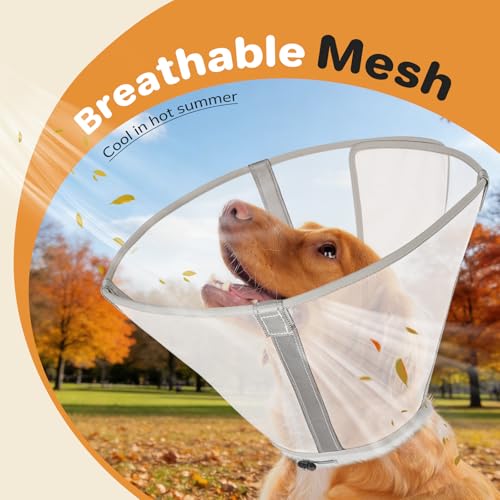 Image of Breathable Mesh Dog Cone Collar for Surgery, Soft Elizabethan Recovery Alternative to Stop Licking,Pet Neck Collar for Large Medium Small Breeds, XS