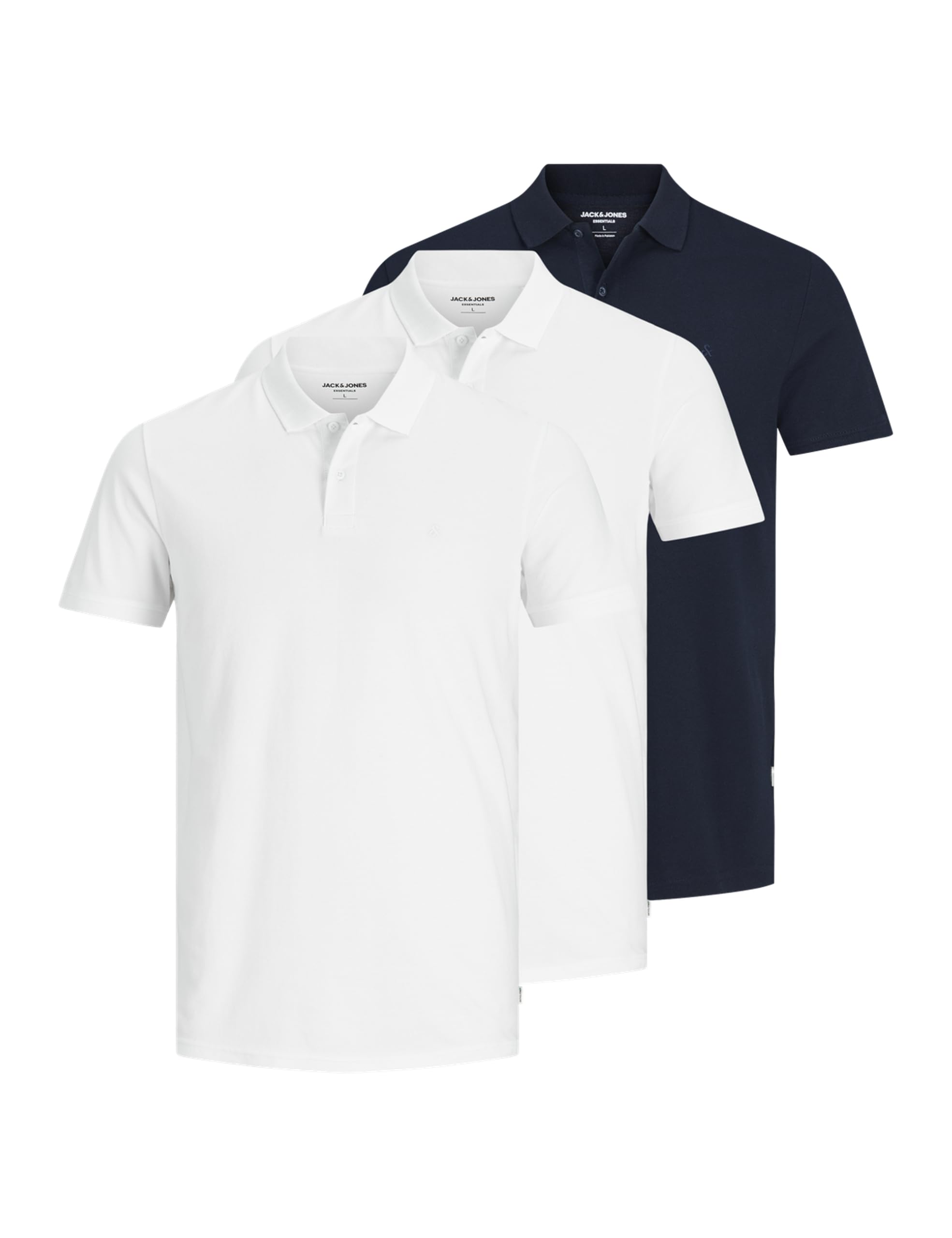 Jack & Jones Men's Blazer Navy Jjebasic Polo Ss 3Pk Mp Noos, M (Pack Of 3)