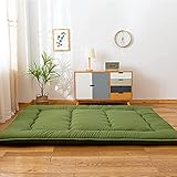 Green Japanese Shiki Futon Mattress Floor Mattress, Roll Up Guest Mattress Floor Bed Folding...