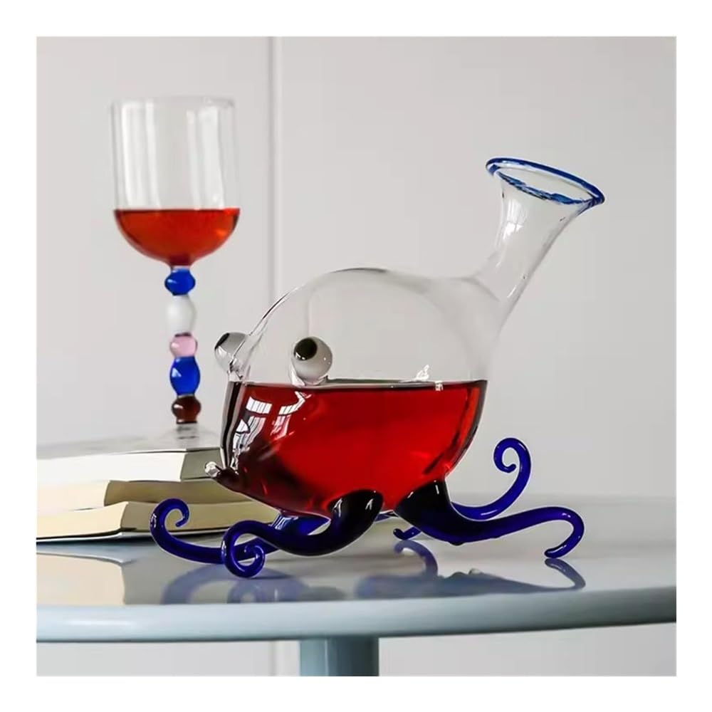 birene Decanter Decanter for Vino Rosso Creativo Fatto a Mano Pufferfish, con Vaso divisore