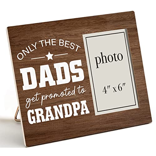 Grandpa Wooden Picture Frame Gift For New Papa, Best Dads Get Promoted To Grandpa Wood Photo Frame For Father's Day Baby Announcement Birthday Christmas, Tabletop And Wall Mounting, 4X6 Inch Photo #TOP6