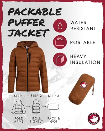 Image of CANADA WEATHER GEAR Boys' Puffer Jacket - Lightweight Packable Bubble Coat, Water Resistant Outerwear Jackets for Boys (8-20)