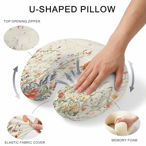 Almohada viscoelástica ergonómica beige para viaje miniatura 5