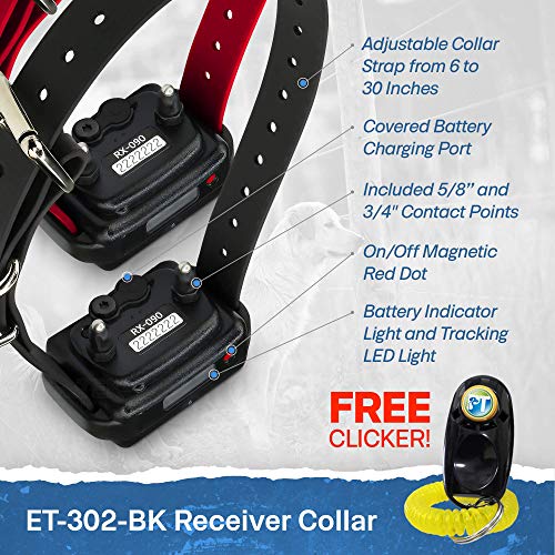 Image of Educator ET-302 Black Mini E Collar for Dog Training with Remote - 1 /2 Mile Range, Waterproof, 100 Blunt Stimulation Levels, Tone or Vibration Mode, Night Light for Small, Medium & Large Dogs (2 Dogs)