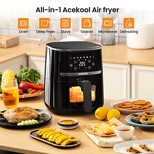Friteuse sans huile 5QT Acekool avec panier silicone et 8 programmes