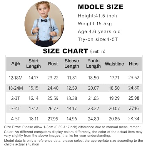 Caretoo 3T Toddler Wedding Outfit Boy Boys Suit Set Toddler Suits Formal Dress Shirt/Bowtie/Suspender Pants 2-3T thumb #5