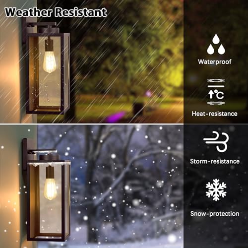 Image of BesLowe 15'' Large Outdoor Wall Lights, Porch Lights Oil-Rubbed Bronze