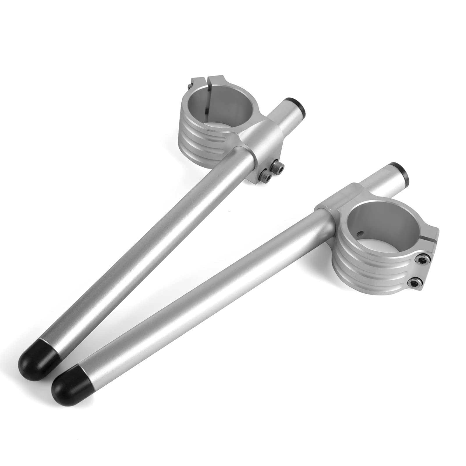 kit semimanillares Φ 37mm para GS500 GT550 GSX550 moto horquilla Ø 37mm cafe racer semi manillares inclinables 7°,tubos Ø 22.2mm aluminio Plata