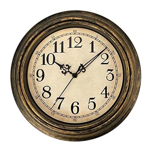 Plumeet Extra Large Retro Wall Clock, 16'' Non Ticking Classic Silent Vintage Wall Clocks Decorative Kitchen Living Room Bedroom - Battery Operated