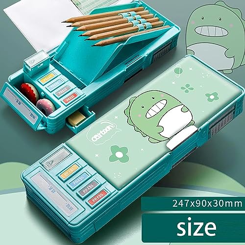 Image of LONGMIRE Plastic Pencil Box with Code Lock Pen Case Large Capacity Multi-Layer Multi-Function Storage Bag Secret Compartment Pencil Box for Kids- Multi-Color (Diano)