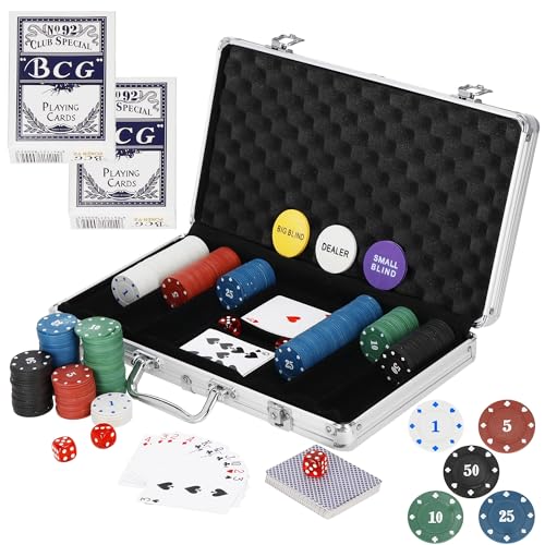 Fiches per diversi usi: con 300 fiches nel set puoi scegliere diverse puntate e variazioni di gioco. Ciò consente di adattare il gioco a diversi stili di gioco e livelli di esperienza dei giocatori. Ad esempio, puoi stabilire scommesse più alte per i giocatori esperti e utilizzare scommesse più basse per i principianti o per i giochi più rilassati