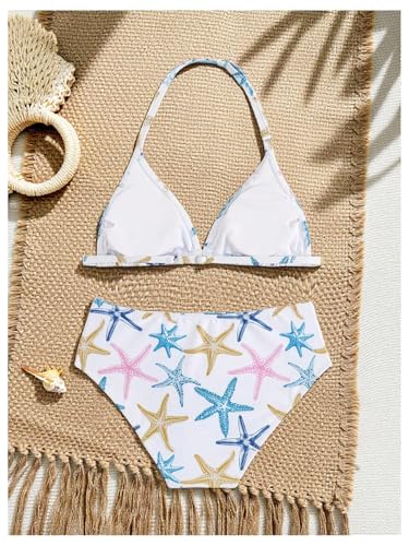 Girl's 2 Piece Graphic Starfish Bathing Suit Halter Triangle Swimsuit Cute Beachwear Bikini Sets2