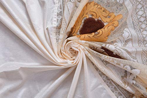Image of LaVichitra Polyester Window Curtain with Designer Net (5ft, Cream) -2 Pieces