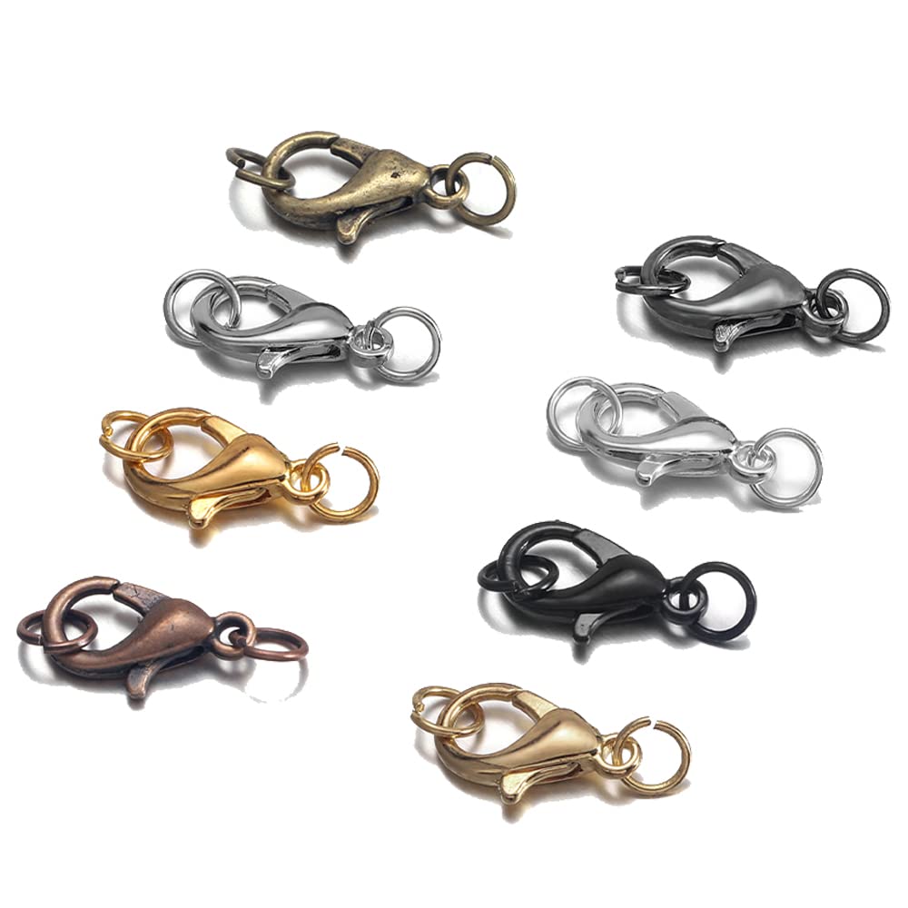 Lot De 100 Fermoirs Homard Et 240 Anneaux Ouverts - Argent Et Or, Pour Création De Bijoux DIY