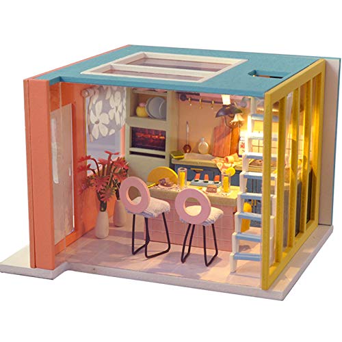 QLPXY Casa De Muñecas De Madera DIY Kit En Miniatura Hecho A...
