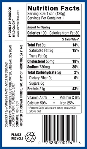 Ocean Prince Sardines in Mustard, 4.25-Ounce Cans (Pack of 12)