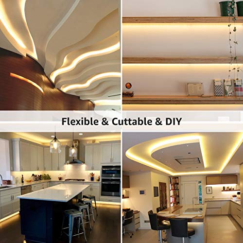 LE 12V LED Strip Light, Flexible, SMD 2835, 16.4ft Tape Light for Home, Kitchen, Party, Christmas and More, Non-Waterproof, Warm White(Not Include Power Adapter) - Thumbnail 5