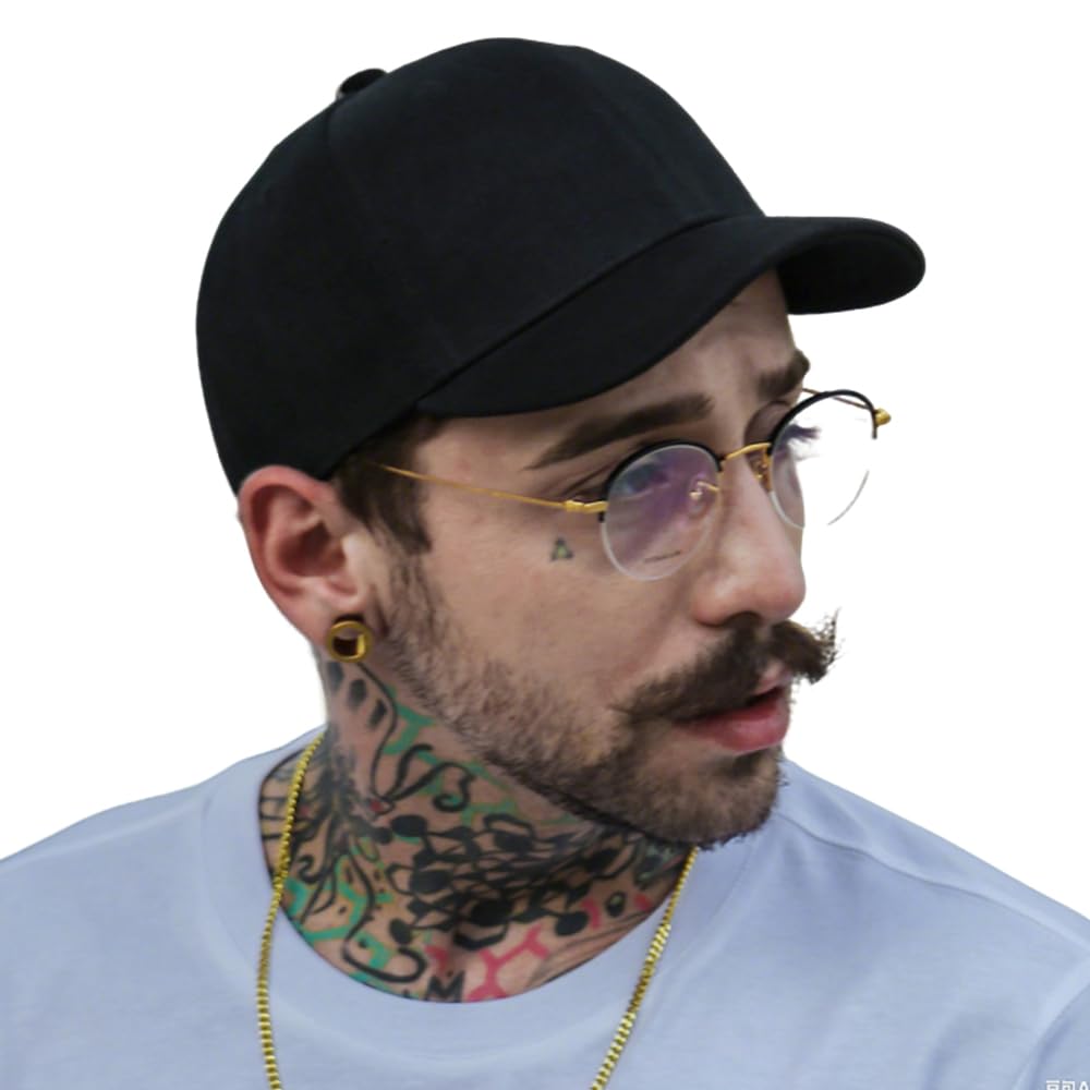 Clape Unisex Short Brim Baseball Hat Short Peak Dad Cap Structured Cotton Twill Cap Adjustable Urban Street Ball Cap Anti Sweat Cycling Cap