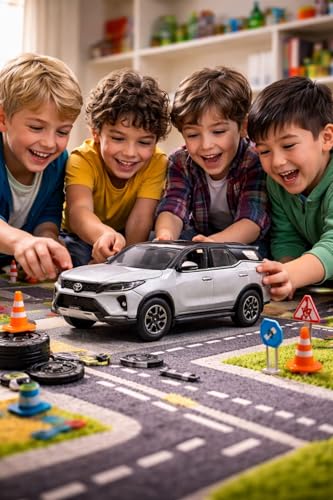 Image of LT /1:32 Scale Fort.uner Die-Cast Pull Back Car Toy for Boys Kids Sturdy Metal Miniature Model Toy Vehicle for Kids Realistic Design Fortuner Toy Car-1[Black] (RED)