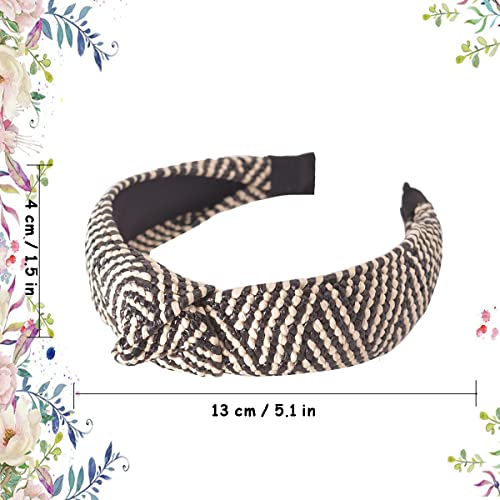 Ycfish Headbands For Women Rattan Headband Women's Knotted Headbands Women's Braided Headbands Bohemian Hair Accessories For Women And Girls (B-Black & White) #TOP25