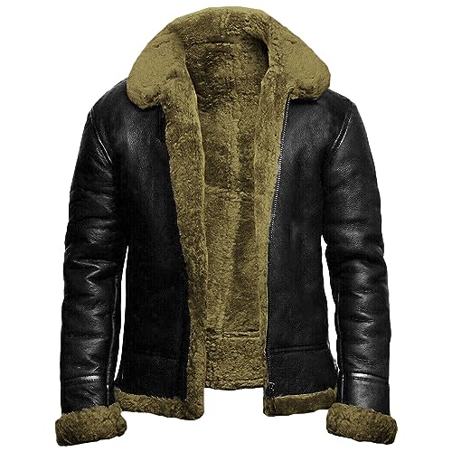 Chaqueta de cuero gruesa para hombre tipo bomber miniatura 1