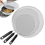 3 Pieces Splatter Guard, Stainless Steels Mesh Splatter Scree Handle for Frying Pan Cooking (9.8 inch, 11.4 inch, 13 inch) Splash-Proof Scald Oil Proof Strainer, Drain Board
