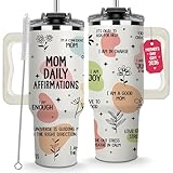 Mothers Day Gifts for Mom, Mom Daily Affirmations Tumbler 40Oz – Gifts for Mom's Birthday, Expecting Moms Present, Momma Gift from Daughters, Sons, Kids, Inspirational Mama Mug, New Mommy Cup