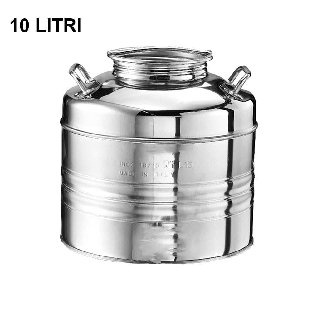 Fusto per olio da 10 litri con rubinetto giara damigiana bidone in acciaio inox 18/10 contenitore vino acqua liquidi per alimenti