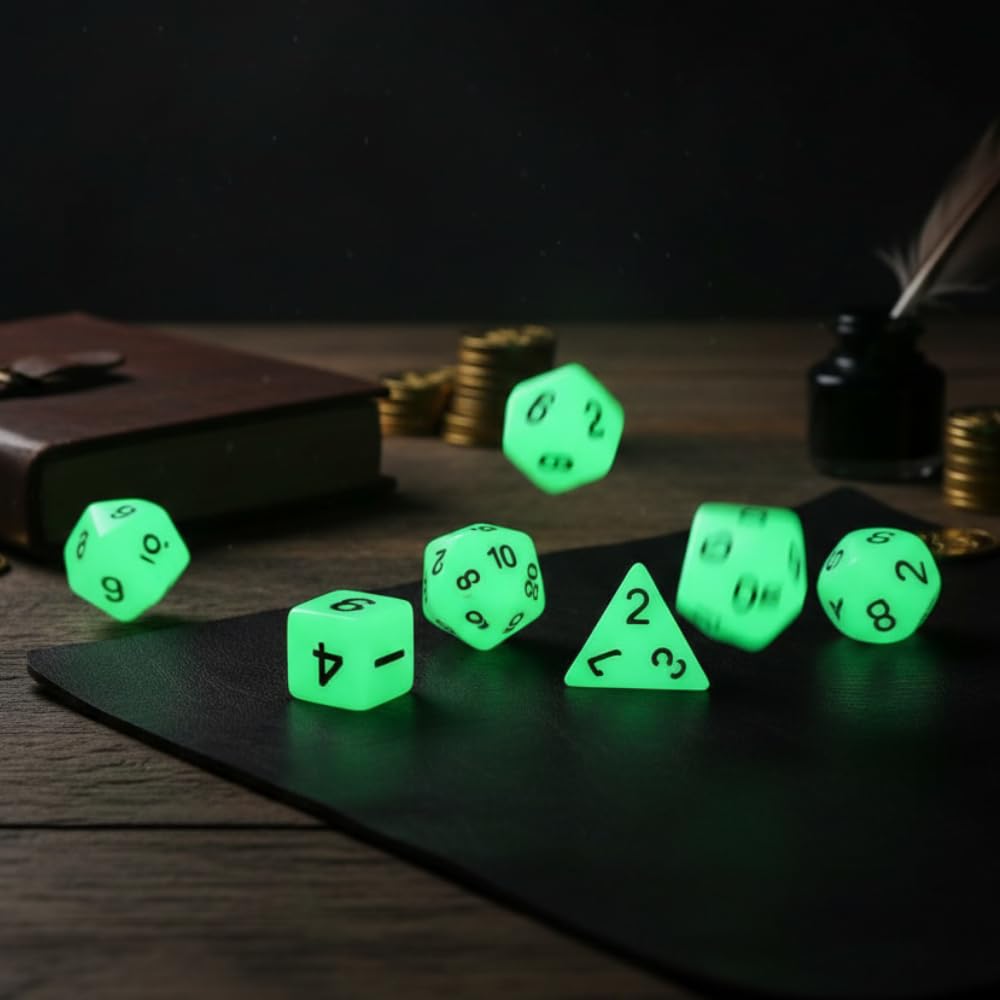 Kit 7 Dados para Jogo RPG 1 BOLSA (D4 D6 D8 D10 D10% D12 D20) | VÁRIAS CORES E MODELOS