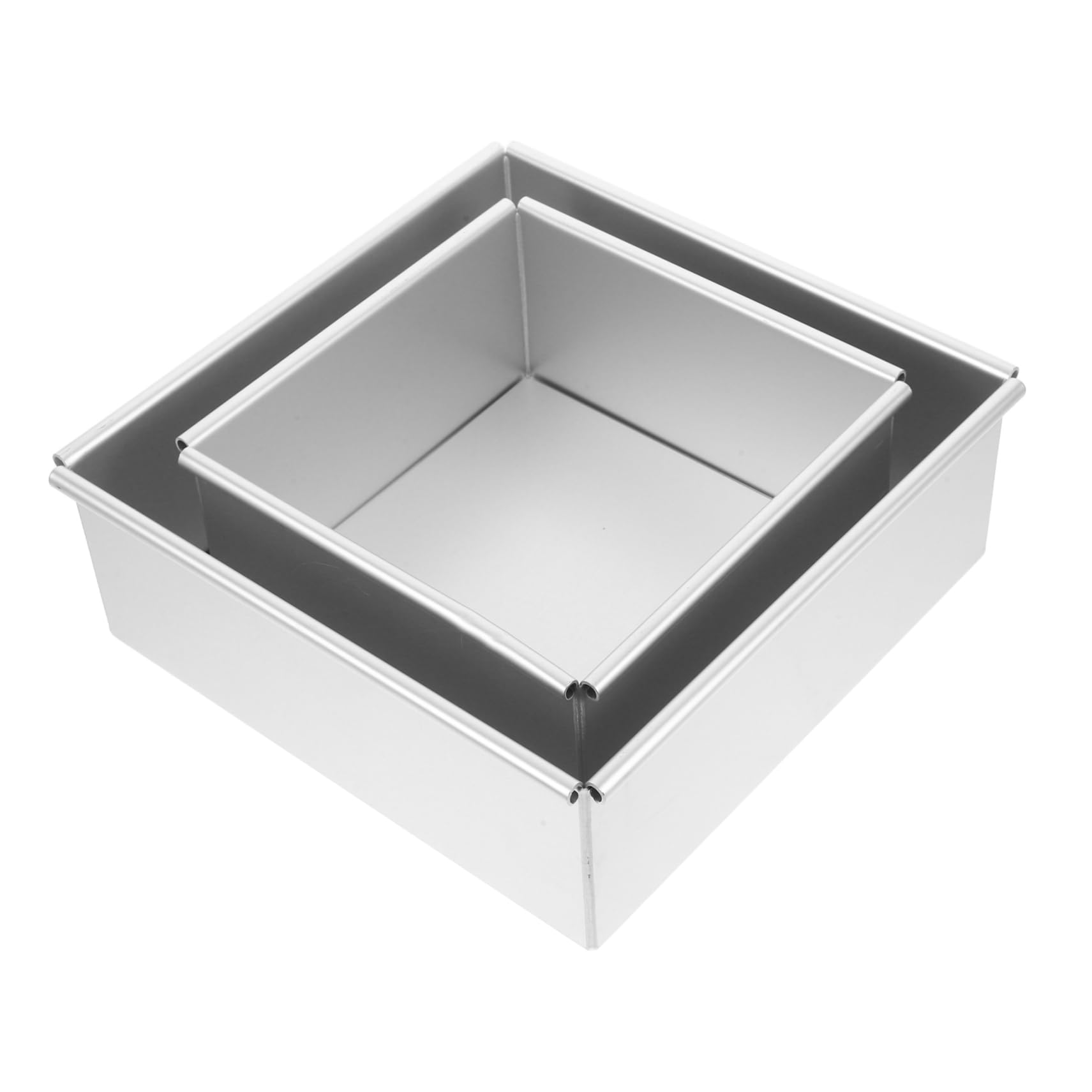 Garneck 2-pc Set Square Chiffon Cake Molds Detachable Bottom Non-stick Aluminum Baking Pans for Home Bakery