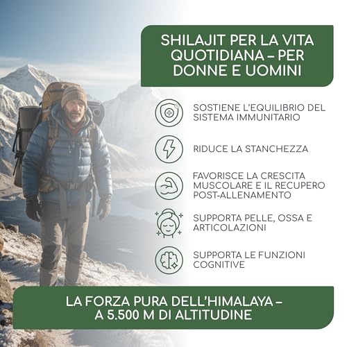 Shilajit Himalayano Puro - Resina di Shilajit con 85+ Oligominerali e Acido Fulvico - Alta Potenza, 600 mg per dose giornaliera - Naturale, Vegano e Senza Aditivi - 2