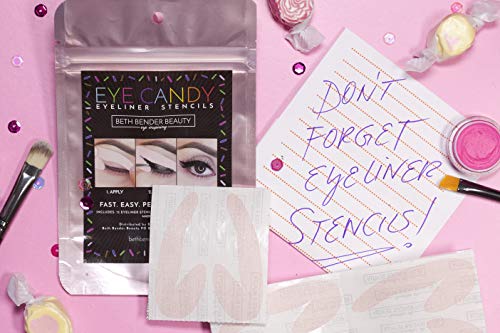 Eye-Candy-Eyeliner-Stencil-Pads-For-The-Perfect-Winged-Tip-Look-Created-by-Celebrity-Makeup-Artist-Reusable-Easy-to-Clean-Flexible-Cruelty-Free-Vegan-Made-in-USA-Starter-1-pk Eyeliner Stencils | Cat Eyeliner Stencil & Winged Eyeliner Tool | Made in USA & Created by Celebrity Makeup Artist | Reusable and Flexible Eyeliner Tape & Eyeshadow Tape | 24 Stencils