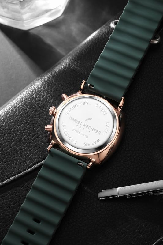 Image of Daniel Hechter Paris Cluny Collection Multifunction Watch for Men with Round Dial, Date Display Function, Quartz Movement and Wavy Pattern Silicon Strap - DHM1019