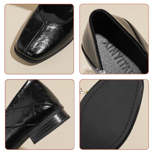 Womens Mary Jane Flats Shoes, Closed Square Toe Ballet Flat, Bow Strap Dressy Comfortable Slip On Dress Shoes2