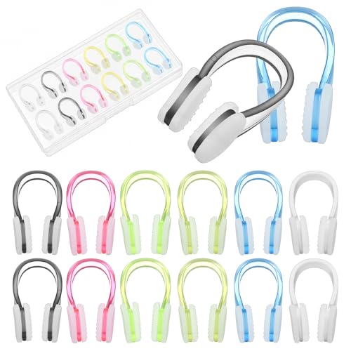 Wanmu 6Pcs Nose Plugs for Swimming Soft Silicone Swim Nose Clip with Storage Cases Non-Slip Waterproof Swimming Nose Plug Fit for Adults Kids Children Aged 7+ Pool Training Diving Water Sports