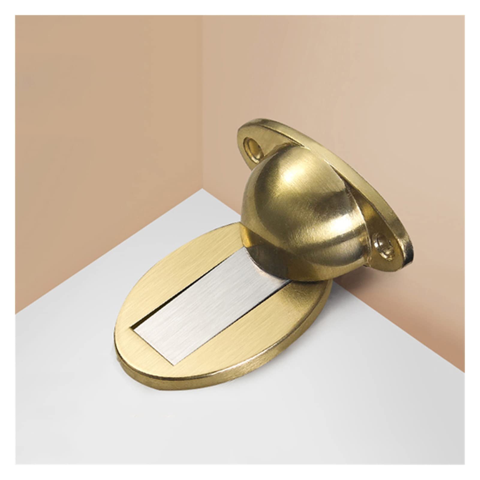 Self-Adhesive Door Stopper,Bumper Buffer, Thicknessed Zinc Alloy Sticker Hidden Holders Catch Floor Nail-Free Doorstop Hardware(Gold)