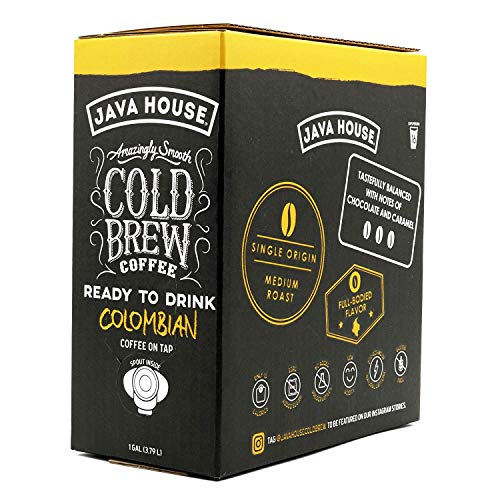 Java House Cold Brew Coffee On Tap, Colombian Black (1 Gallon / 128 Fluid Ounce Box) Single Origin, Not a Concentrate, No Sugar, Ready to Drink Liquid, .1 Pack
