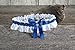 ''HANDMADE''Royal Blue and white satin wedding garter with iridescent flower and rhinestone, Prom & wedding lingerie, Toss keepsake garter, Something blue
