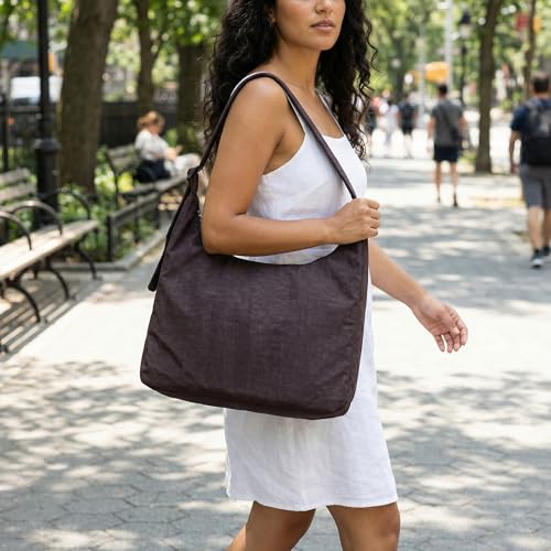 Image of FASTFAIRY Nylon Shoulder Bag - Adjustable Quilted Strap, Structured Slouchy Design with Interior Zip Pocket