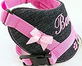 Hundegeschirr S M L XL XXL Brustgeschirr Name bestickt Jeans Rosa für kleine mittelgröße und große Hunde mehrere Farben