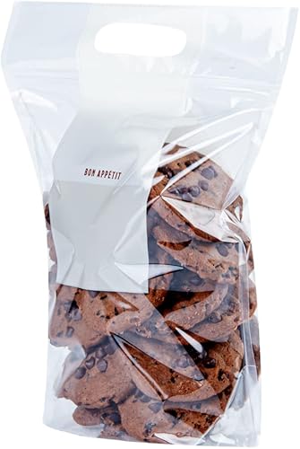 Restaurantware Bag Tek - Bolsa de plástico transparente con cremallera, con asas, 8 14 x 3 12 x 10 12 pulgadas, caja de 100 unidades