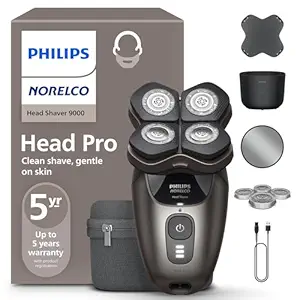 Philips Norelco Head Shaver Pro 9000 Series - Skull Shaver for Men and Women, 360° Flexing Head & ComfortCut Blades for Clean Shave, Gentle on Skin, Model HS9980/40