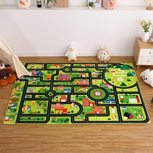 Zacoo Kids Playmat Car Rug, City Life Fun Carpet