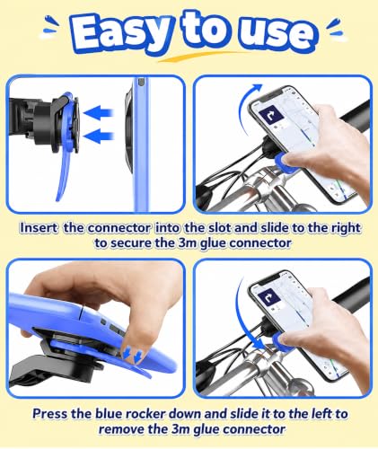 Image of 8PCS Phone Holder in Bike, Anti Vibration Mobile Holder for Bikes, Kit for Urban Commuting and Outdoor Riding, Mobile Holder for Bike with Vibration Damper, Blue Black Design