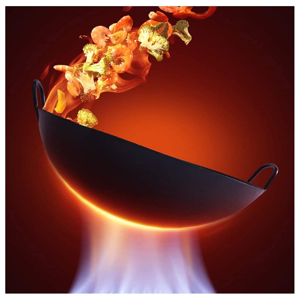 Wok Traditionnel en Fonte Martelée À La Main, Marmite De Chef - Grande Capacité, Repas pour Plusieurs Personnes, Ne Rouille Pas,45cm