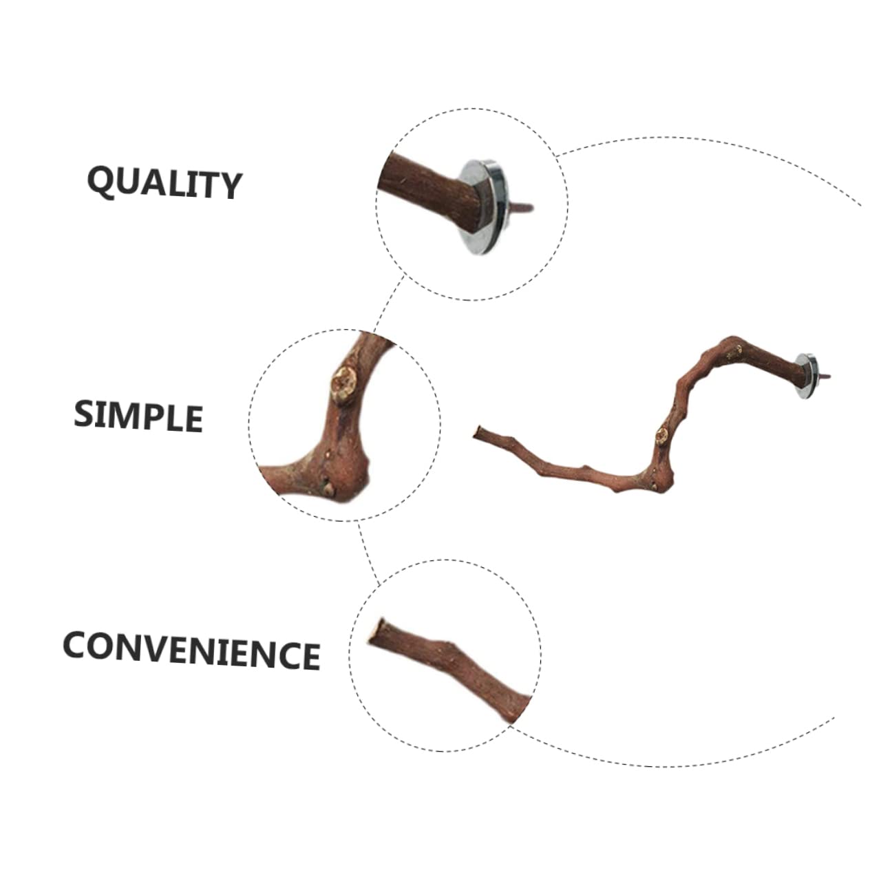 Angoily 3pezzi Per Uccelli Legno Per Addestramento e Gioco Giocattolo Per Pappagalli Struttura Semplice e Resistente Atmosfera Naturale Per La Gabbia Design Pratico Per Esercizio e