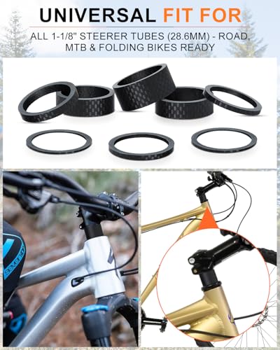 image for Cheimaxy 8PCS Carbon Fiber Headset Spacers, Matte Finish, Lightweight 