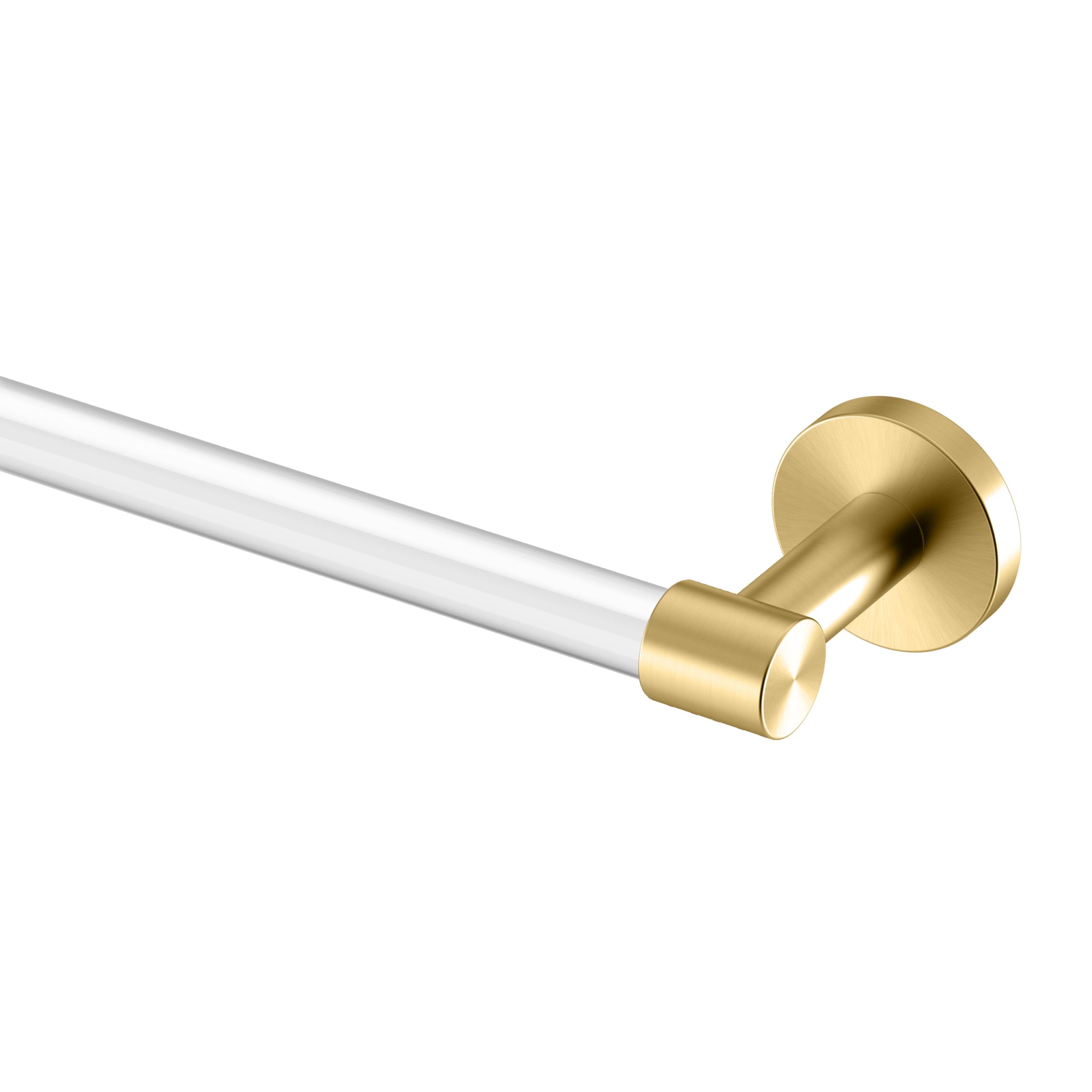 Gatco 5731 Clarion Towel Bar | 18" L Bathroom Towel Rack, Wall Mount Bathroom Towel Holder | Crystal-Clear Acrylic &amp; Brushed Brass Finish