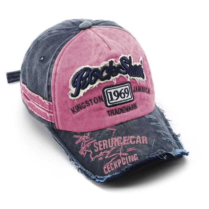 Rock Shark Unisex Vintage Distressed Baseball Cap – Washed Cotton Denim Adjustable Dad Hat, Embroidery Graphic Trucker Cap for Men & Women, Outdoor Sun Protection Casual Sports Hat-image-43