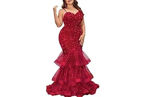 Women's Plus Size Sequin Mesh Maxi Party Dress